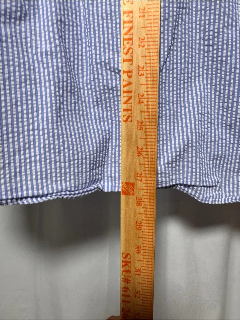 Polo Ralph Lauren Shirt Men Large Blue Untucked Fit Seersucker Short Sleeve